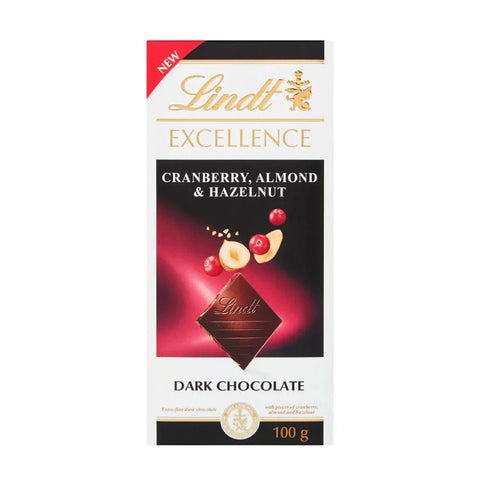 Lindt Excellence Cranberry, Almond & Hazelnut Dark Chocolate 100g