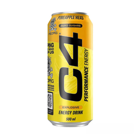 C4 PINEAPPLE HEAD ZERO SUGARS ENERGY DRINK 500ML