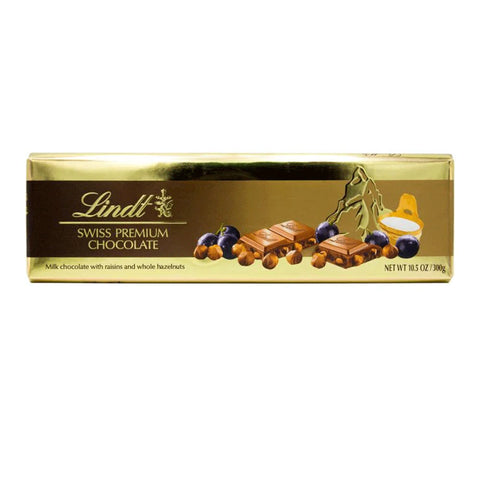 LINDT SWISS PREMIUM RAISINS N NUT CHOCOLATE 300GM