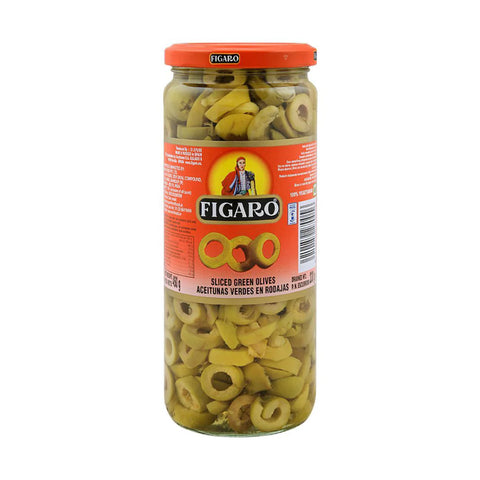 FIGARO SLICED GREEN OLIVES 450GM