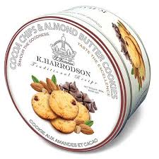 K.HARRODSON COCOA CHIPS & ALMOND BUTTER COOKIES 400GM TIN