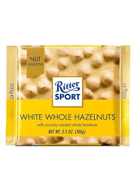 RITTER SPORT WHITE WHOLE HAZELNUTS 100GM